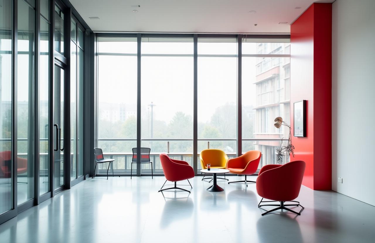 Modernes minimalistisches Büro in Wien inspiriert durch Bauhaus Architektur